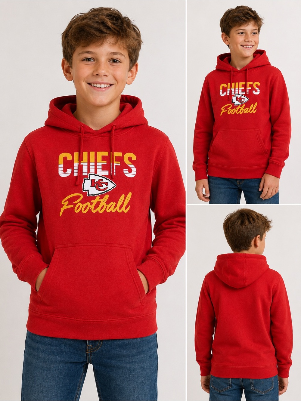 Kansas City Chiefs Youth Medium 10-12 Fanatics Pro Line Hoodie NFL Red